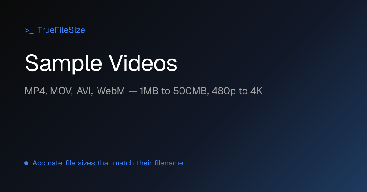 Sample Video Files — All Formats for Testing & Development | TrueFileSize